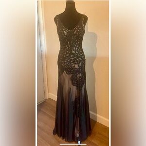 Sue Wong Vintage Y2K Black Mesh Gown Dress 4